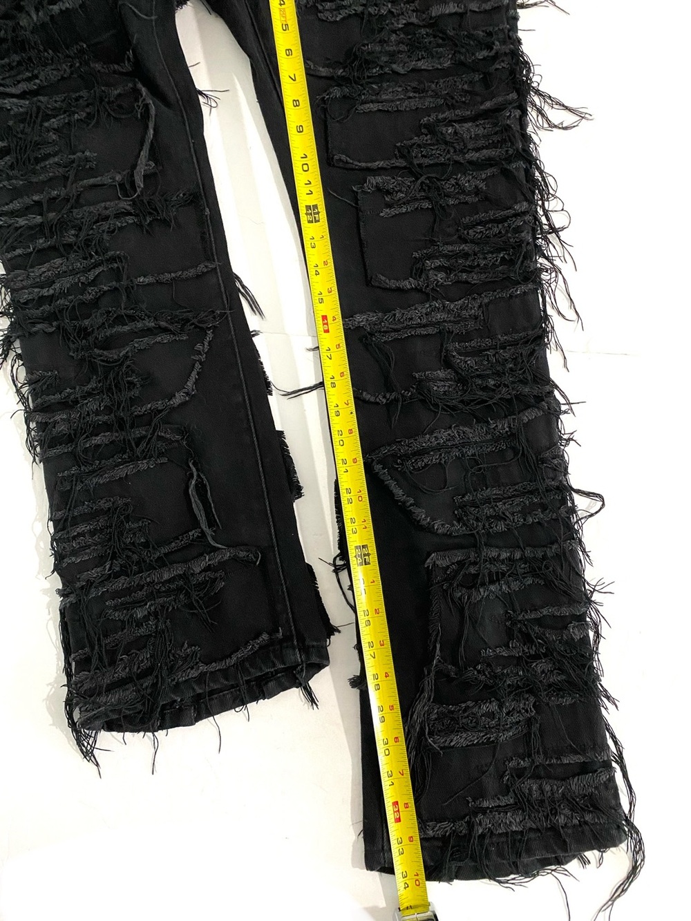 Guapi Men’s 30 Stacked Black Obsidian Distressed Jeans Zippers Relaxed Straight - Picture 10 of 12